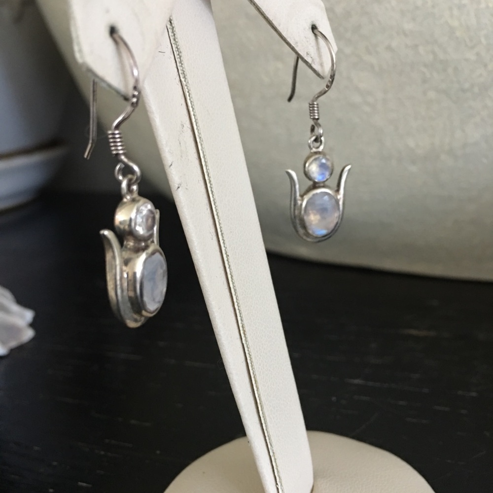 Sterling Silver and moonstone earrings - Picture 3 of 3
